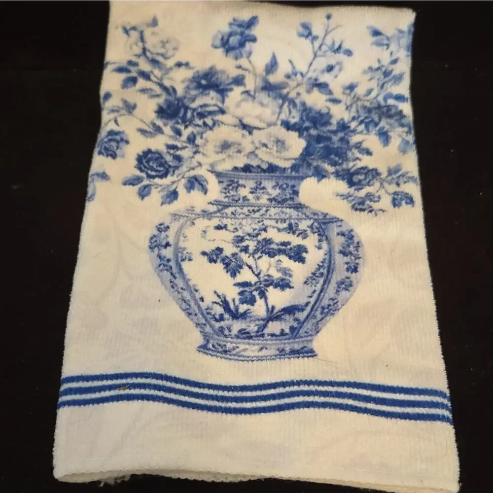 Chinoiserie Blue White Porcelain Kitchen Towels Microfiber Tea Dish Cloth Lot 4